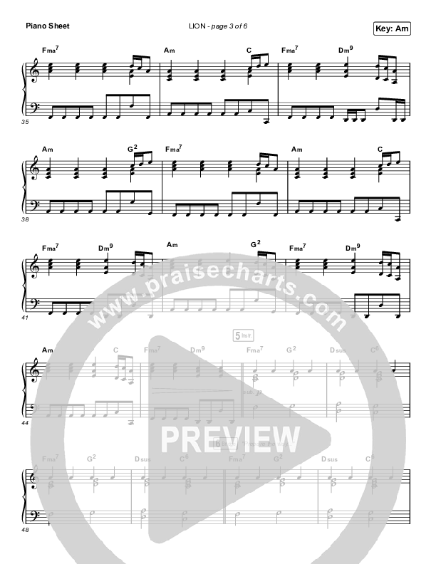 LION (Worship Choir SAB) Piano Sheet (Elevation Worship / Chris Brown / Brandon Lake / Arr. Mason Brown)