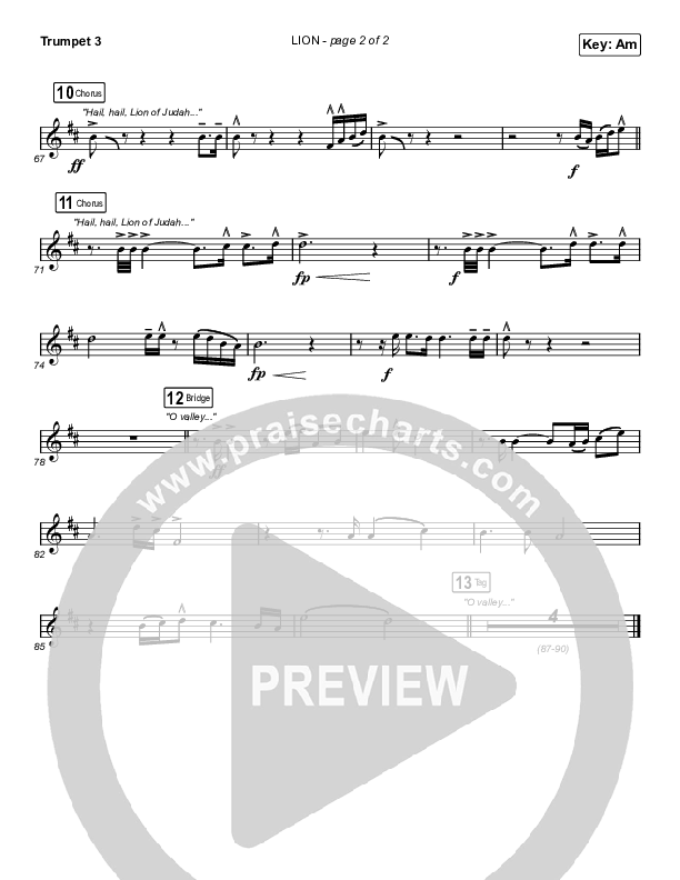 LION (Worship Choir SAB) Trumpet 3 (Elevation Worship / Chris Brown / Brandon Lake / Arr. Mason Brown)