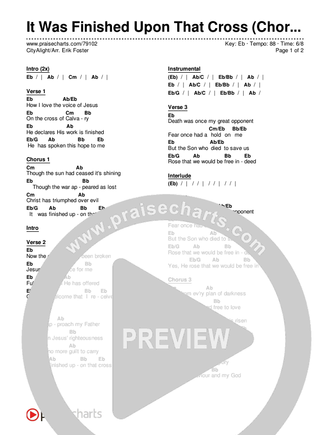It Was Finished Upon That Cross (Choral Anthem SATB) Chords & Lyrics (CityAlight / Arr. Erik Foster)