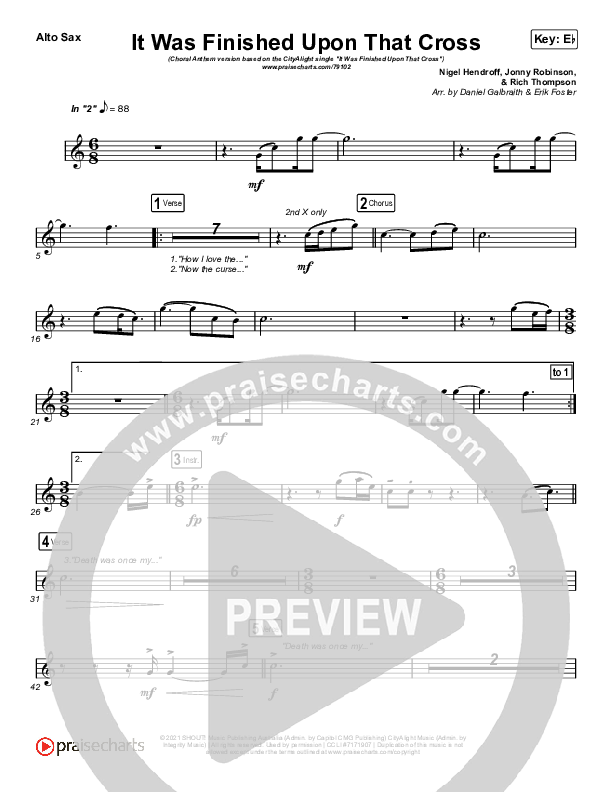 It Was Finished Upon That Cross (Choral Anthem SATB) Sax Pack (CityAlight / Arr. Erik Foster)