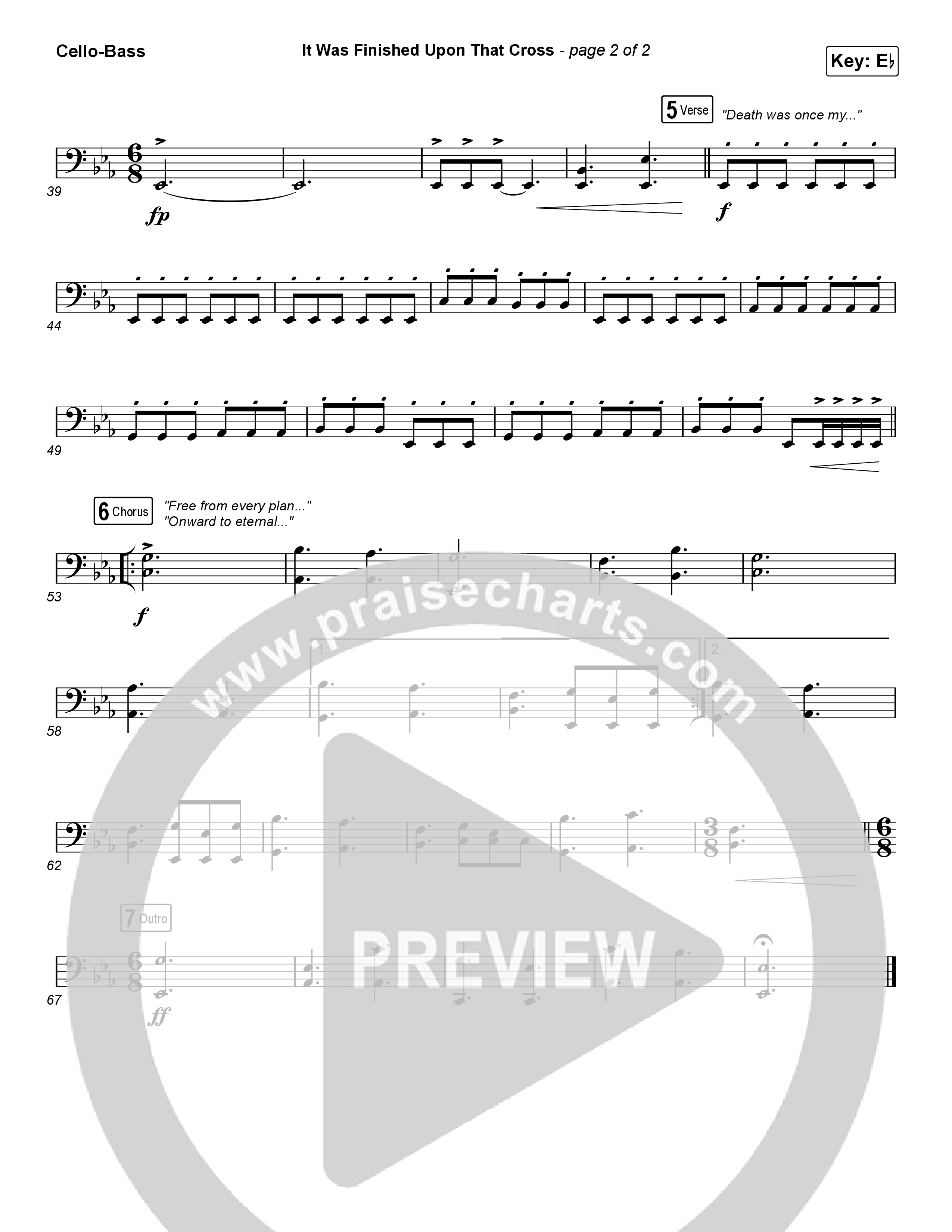It Was Finished Upon That Cross (Choral Anthem SATB) Cello/Bass (CityAlight / Arr. Erik Foster)