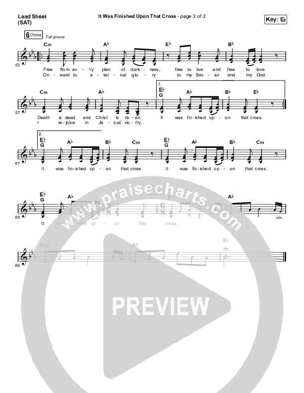 It Was Finished Upon That Cross (Choral Anthem SATB) Lead Sheet (SAT) (CityAlight / Arr. Erik Foster)