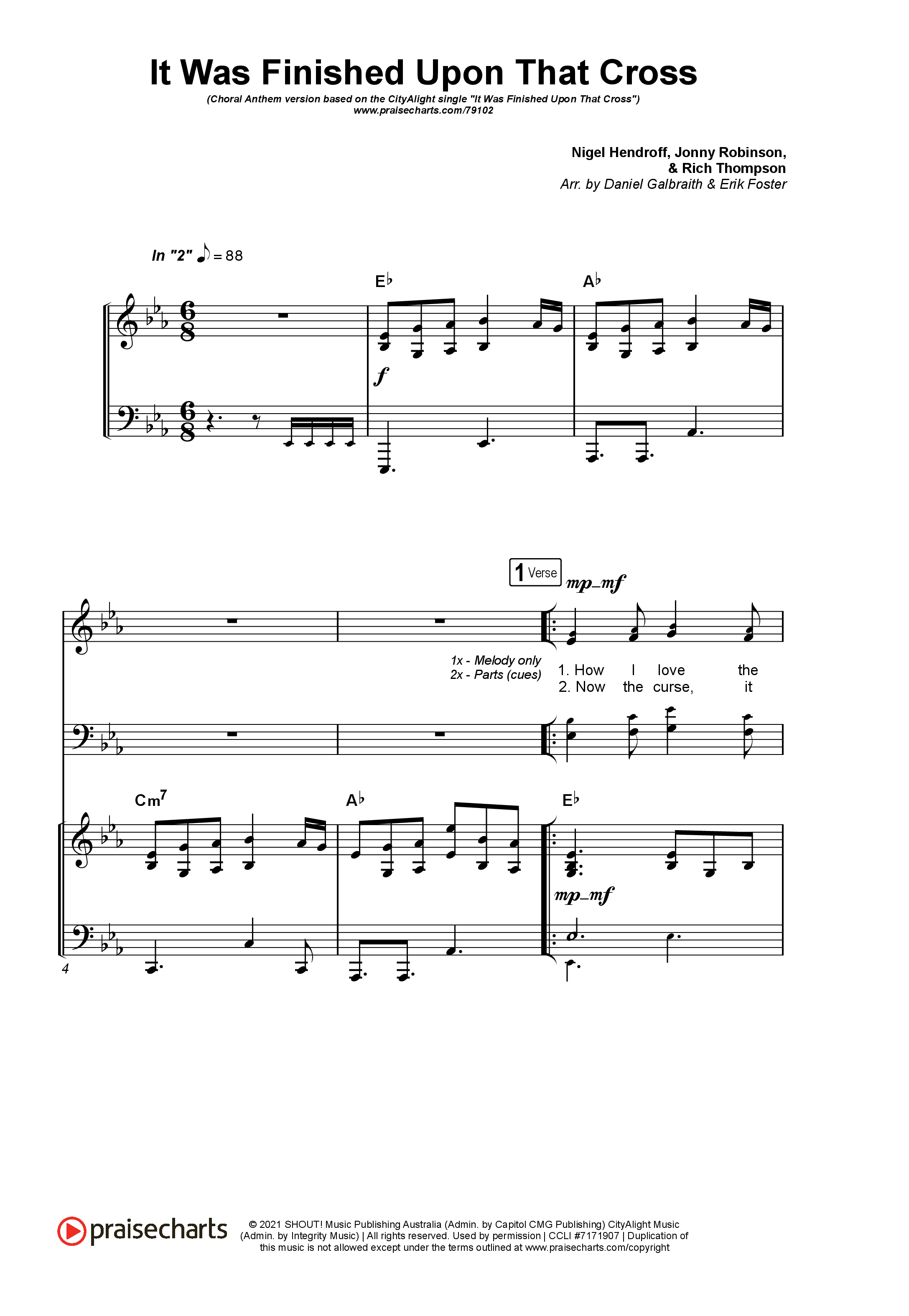 It Was Finished Upon That Cross (Choral Anthem SATB) Octavo (SATB & Pno) (CityAlight / Arr. Erik Foster)