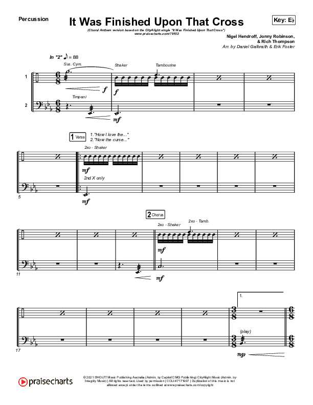 It Was Finished Upon That Cross (Choral Anthem SATB) Percussion (CityAlight / Arr. Erik Foster)