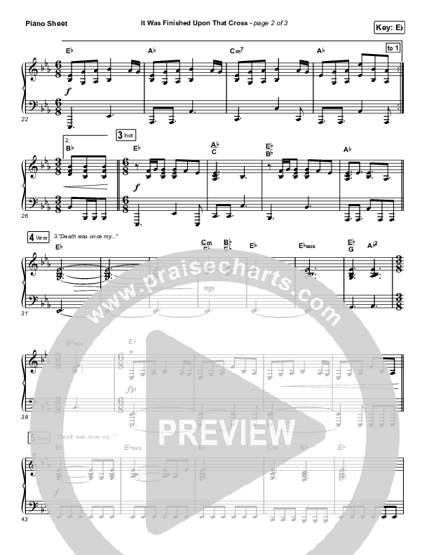 It Was Finished Upon That Cross (Choral Anthem SATB) Piano Sheet (CityAlight / Arr. Erik Foster)