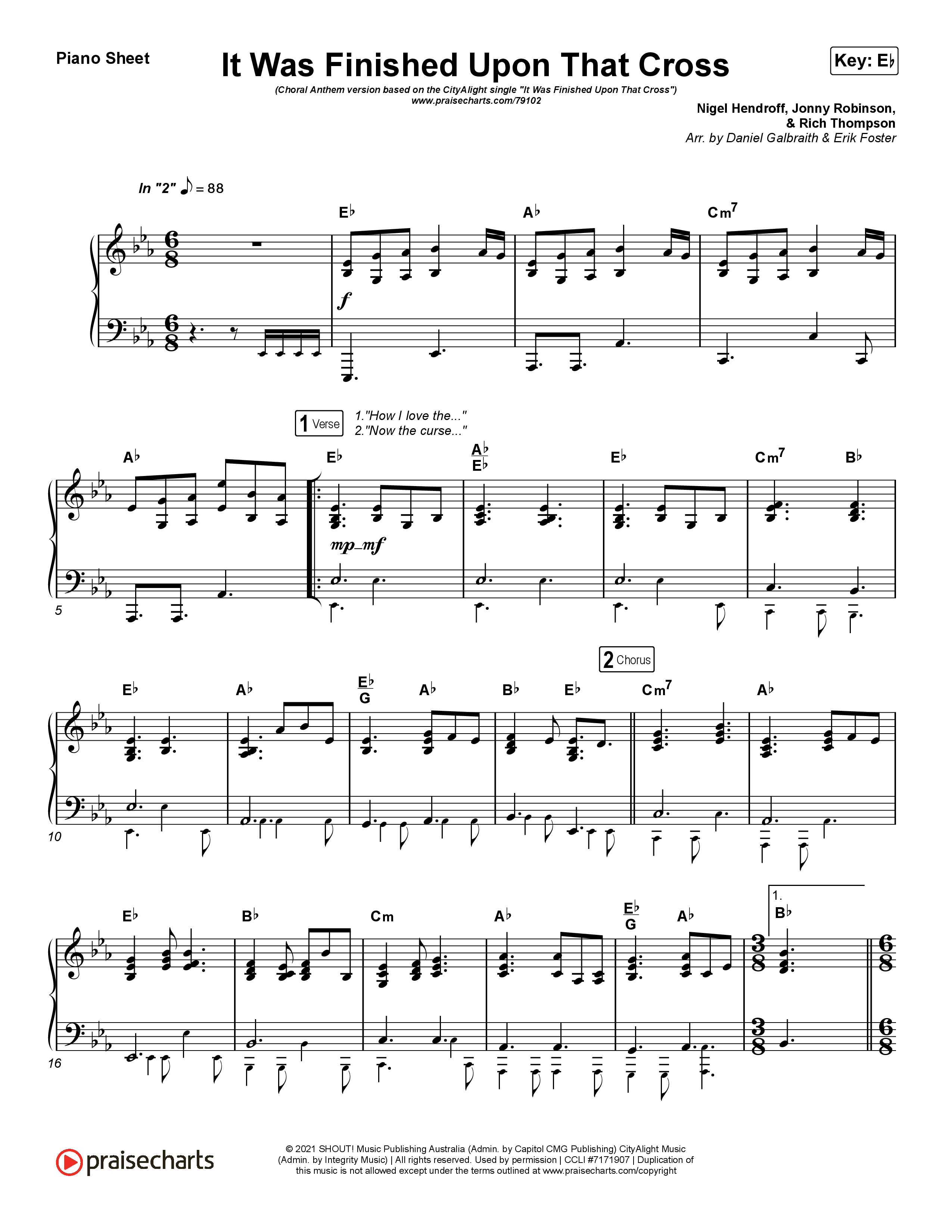 It Was Finished Upon That Cross (Choral Anthem SATB) Piano Sheet (CityAlight / Arr. Erik Foster)