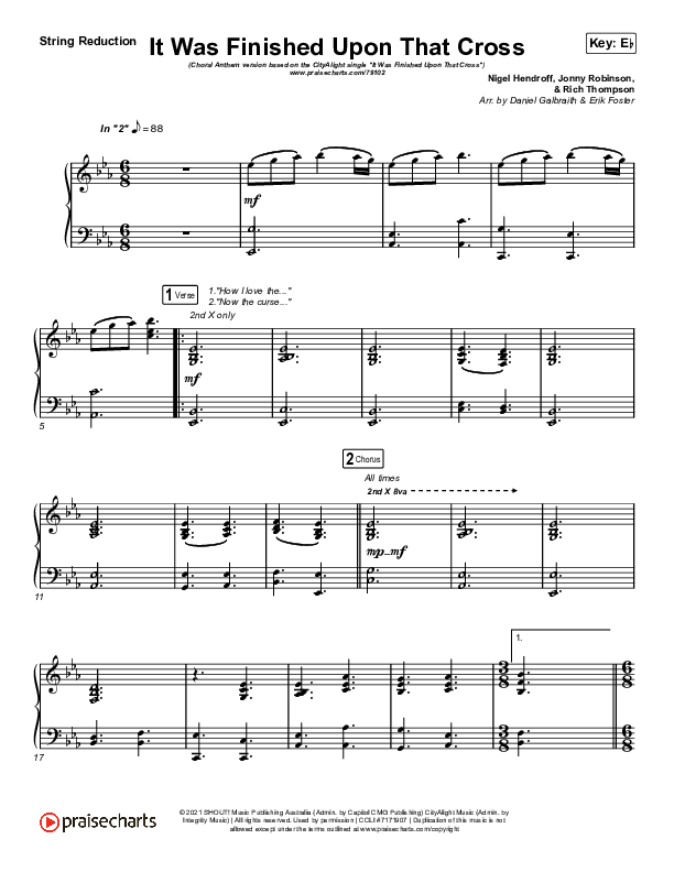 It Was Finished Upon That Cross (Choral Anthem SATB) String Reduction (CityAlight / Arr. Erik Foster)
