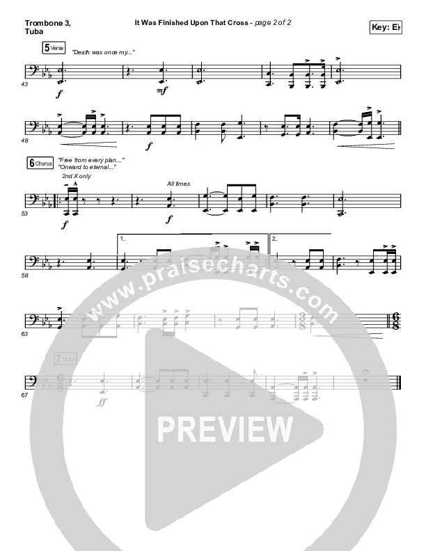 It Was Finished Upon That Cross (Choral Anthem SATB) Trombone 3/Tuba (CityAlight / Arr. Erik Foster)