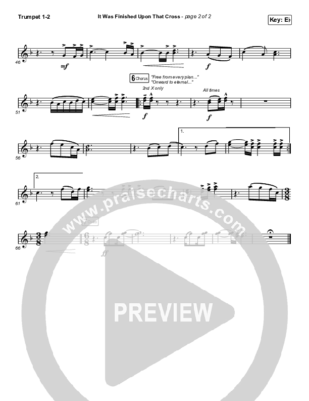 It Was Finished Upon That Cross (Choral Anthem SATB) Trumpet 1,2 (CityAlight / Arr. Erik Foster)