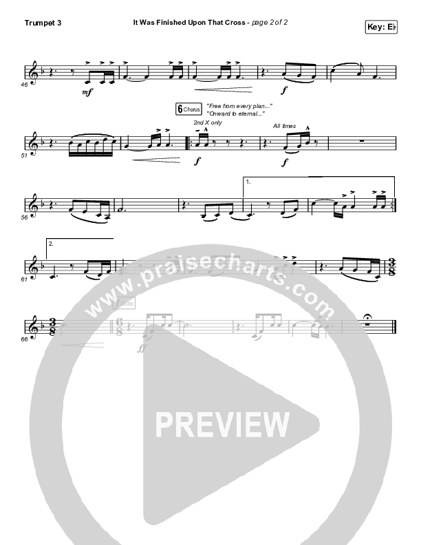 It Was Finished Upon That Cross (Choral Anthem SATB) Trumpet 3 (CityAlight / Arr. Erik Foster)