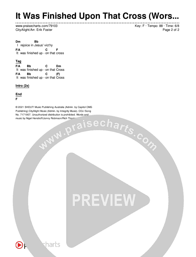 It Was Finished Upon That Cross (Worship Choir SAB) Chords & Lyrics (CityAlight / Arr. Erik Foster)