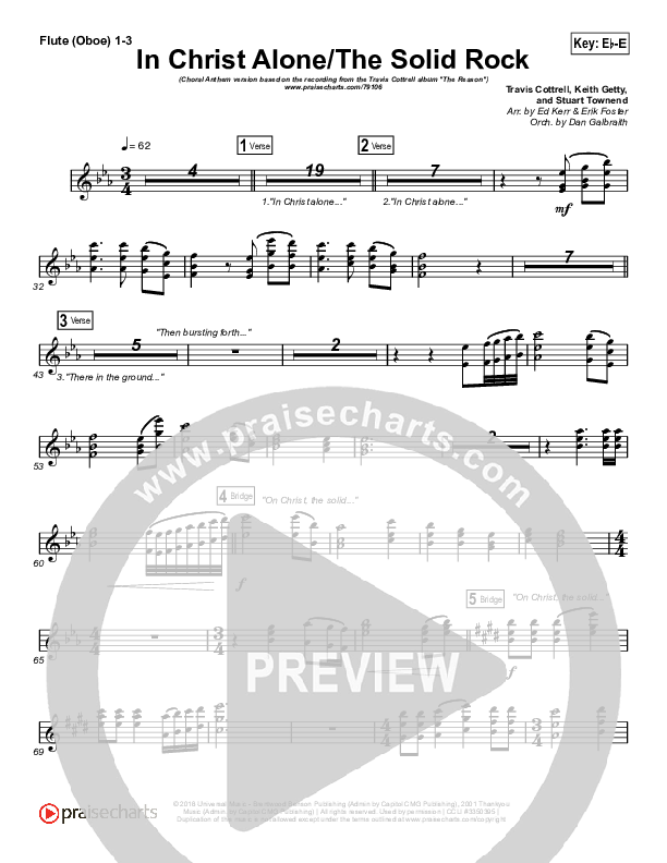 In Christ Alone / Solid Rock (Choral Anthem) Flute/Oboe 1/2/3 (Travis Cottrell / Arr. Erik Foster)