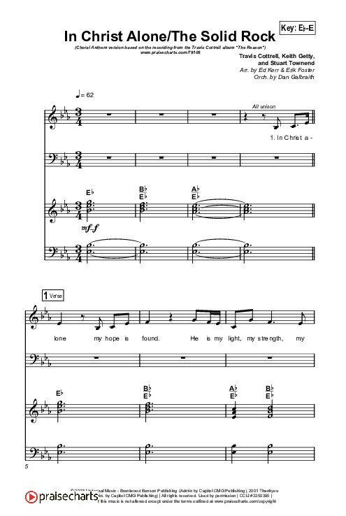 In Christ Alone / Solid Rock (Choral Anthem) Octavo (SATB & Pno) (Travis Cottrell / Arr. Erik Foster)