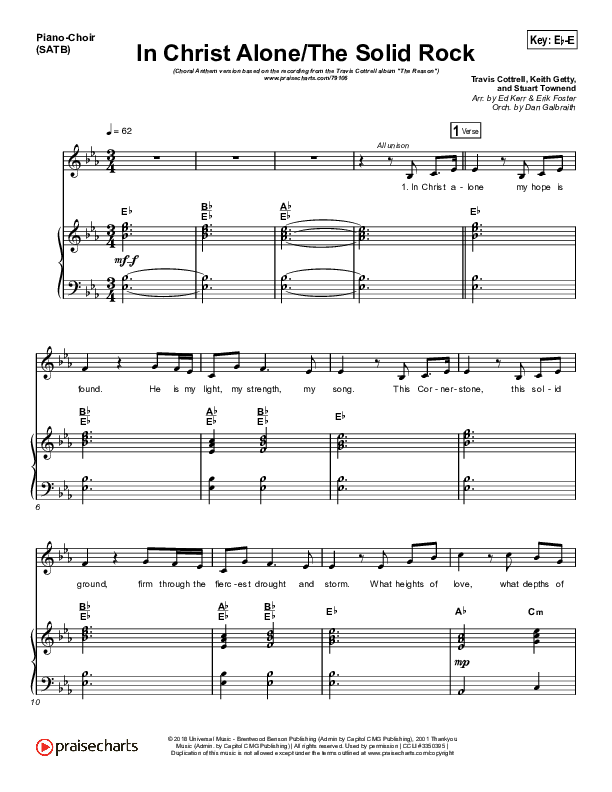 In Christ Alone / Solid Rock (Choral Anthem) Piano/Vocal (SATB) (Travis Cottrell / Arr. Erik Foster)