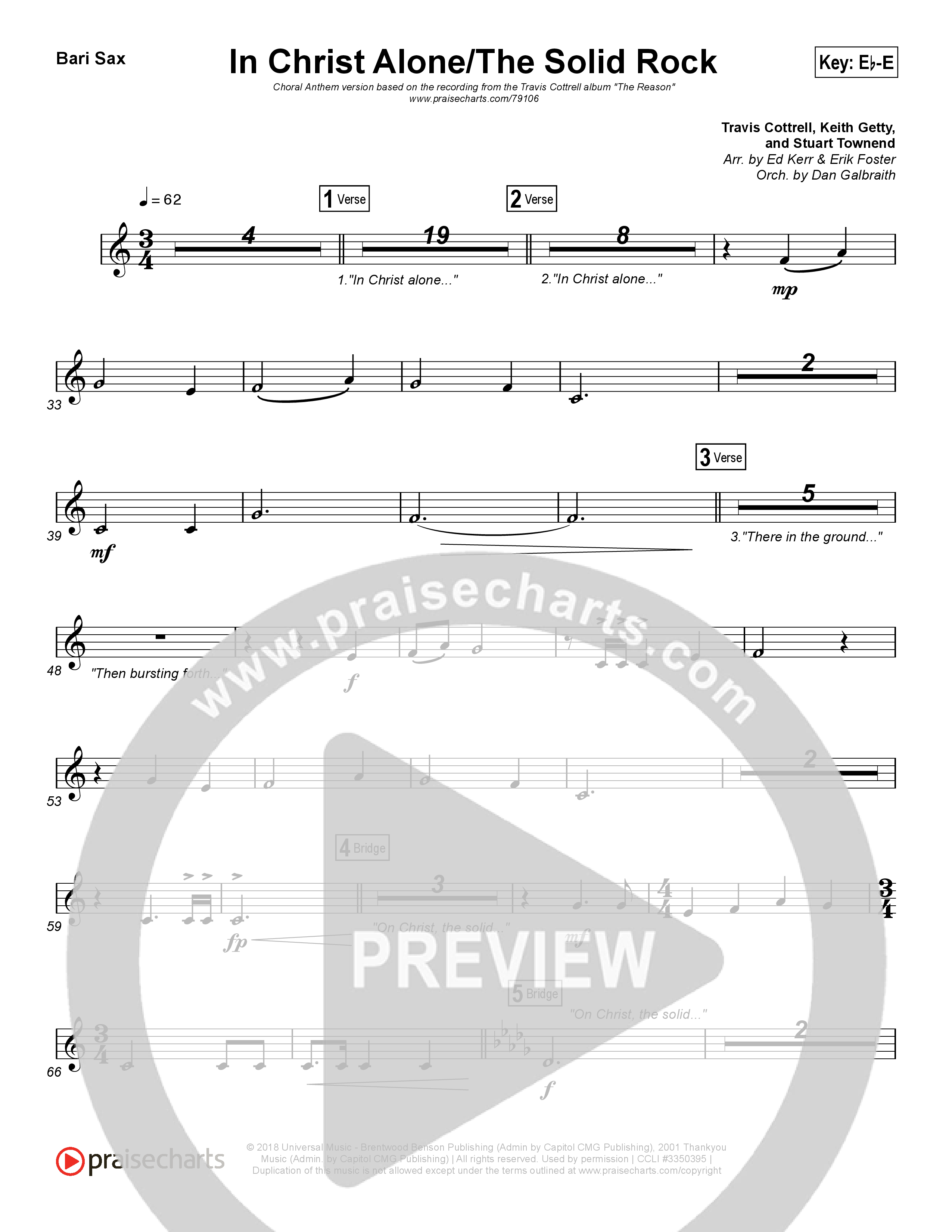 In Christ Alone / Solid Rock (Choral Anthem) Bari Sax (Travis Cottrell / Arr. Erik Foster)