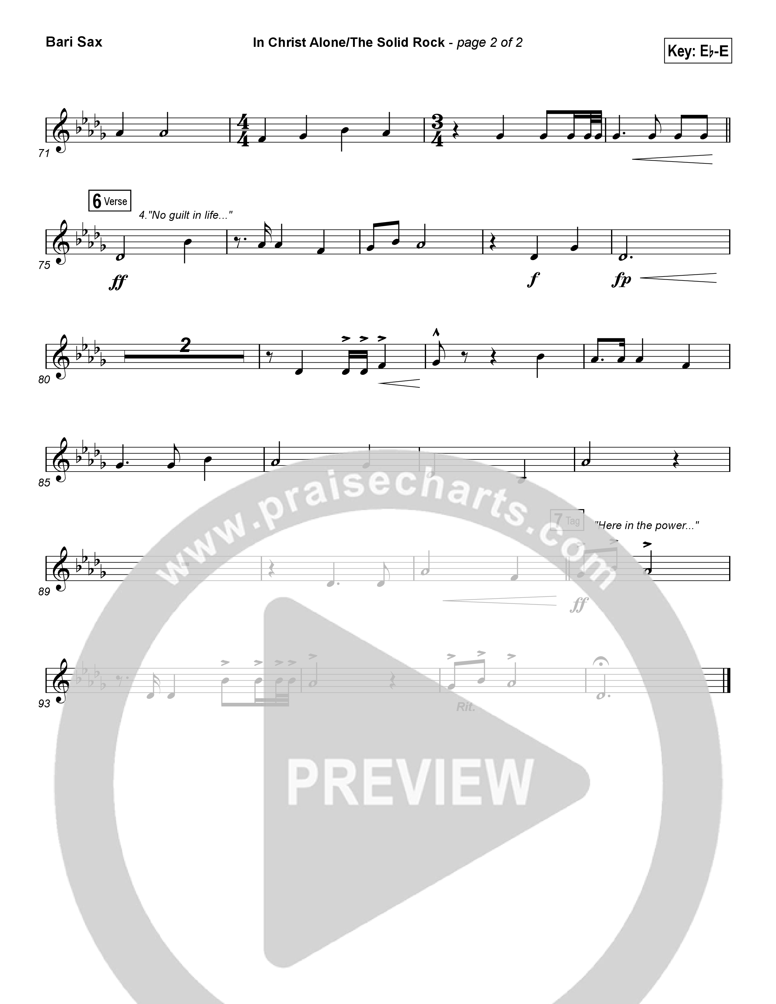 In Christ Alone / Solid Rock (Choral Anthem) Bari Sax (Travis Cottrell / Arr. Erik Foster)