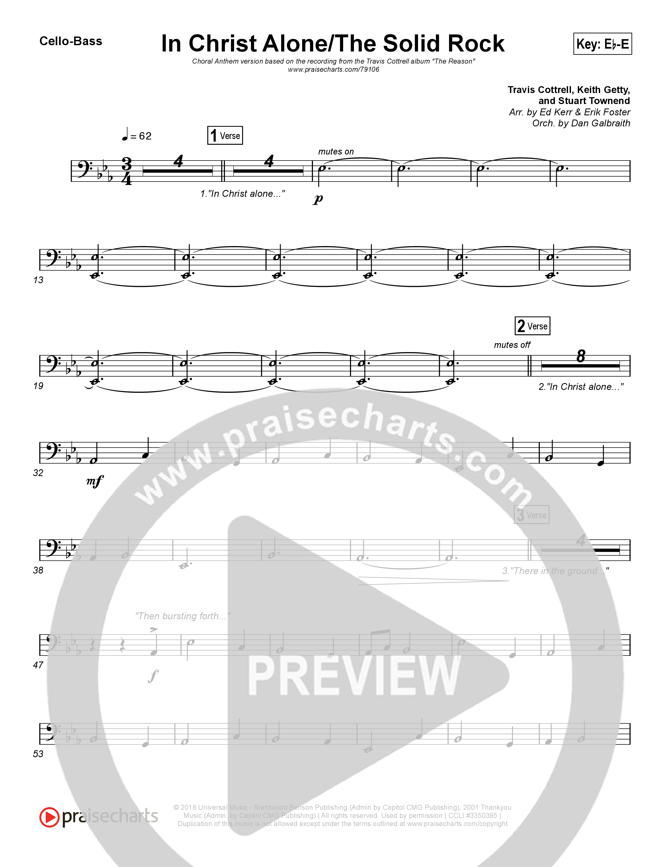 In Christ Alone / Solid Rock (Choral Anthem) Cello/Bass (Travis Cottrell / Arr. Erik Foster)