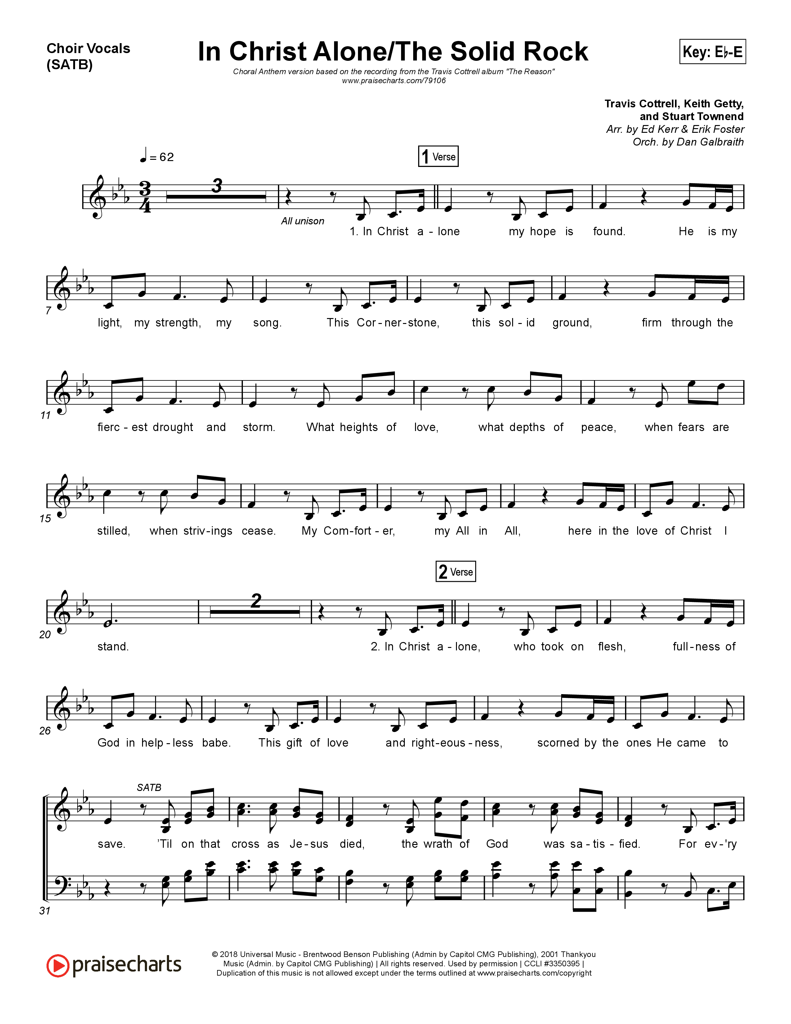 In Christ Alone / Solid Rock (Choral Anthem) Choir Sheet (SATB) (Travis Cottrell / Arr. Erik Foster)