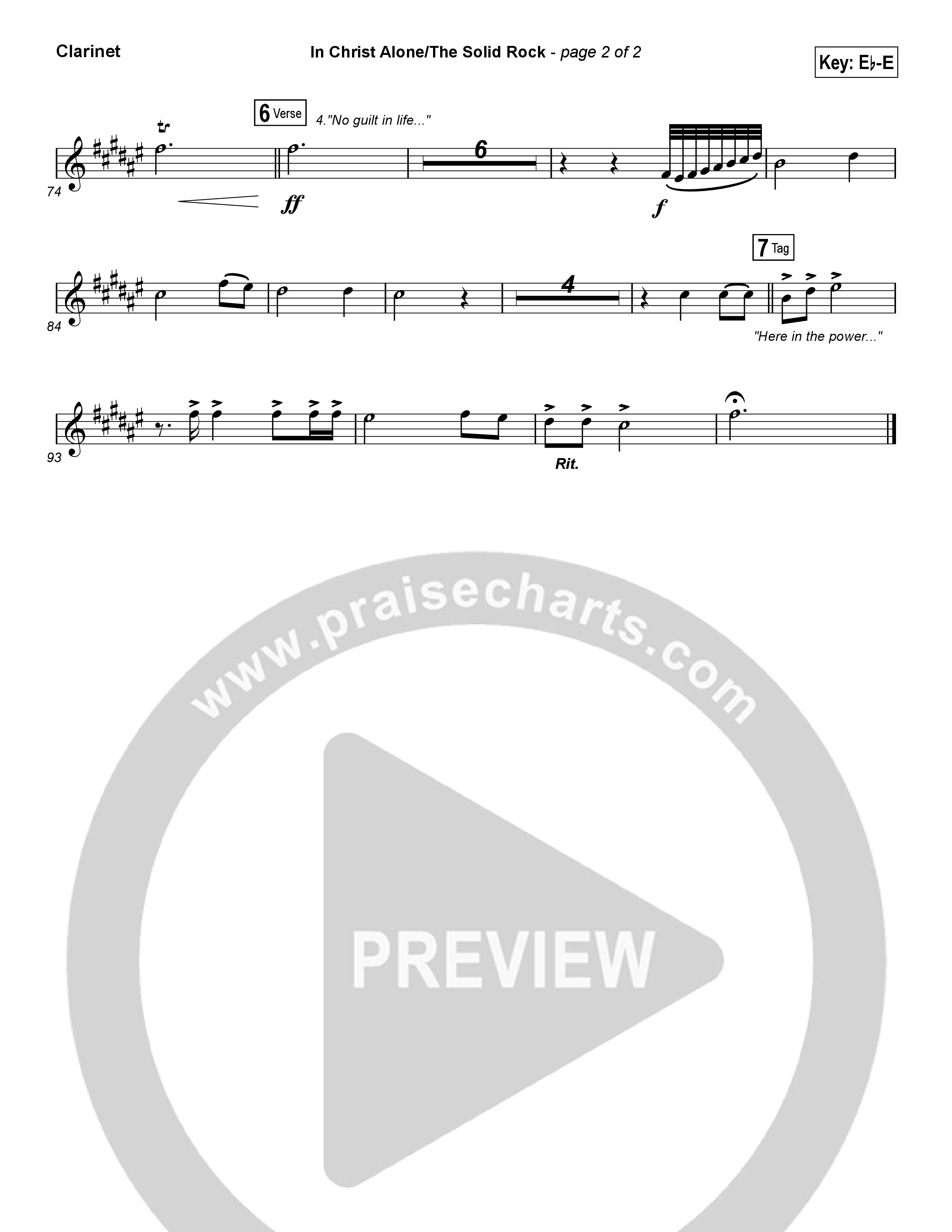 In Christ Alone / Solid Rock (Choral Anthem) Clarinet 1,2 (Travis Cottrell / Arr. Erik Foster)