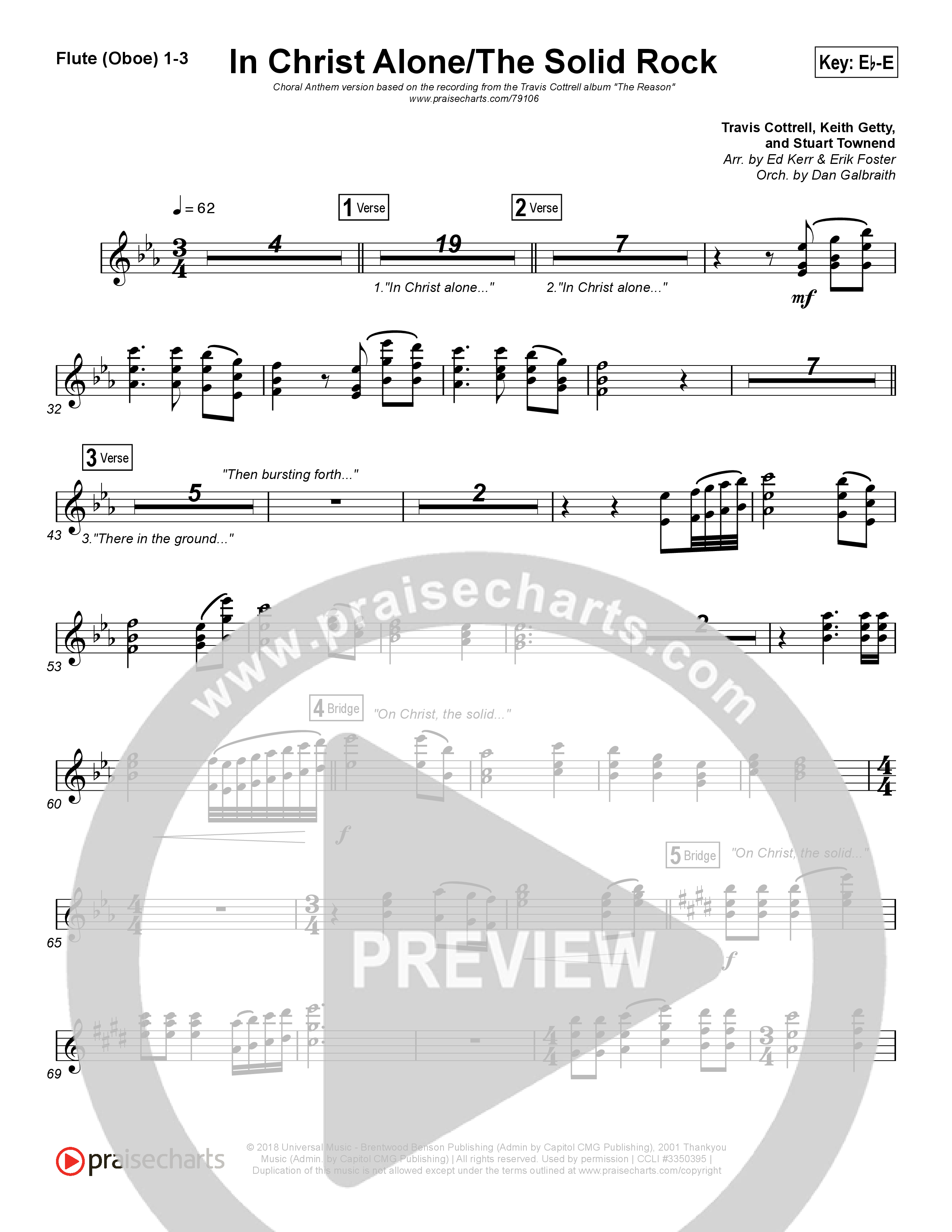 In Christ Alone / Solid Rock (Choral Anthem) Flute/Oboe 1/2/3 (Travis Cottrell / Arr. Erik Foster)