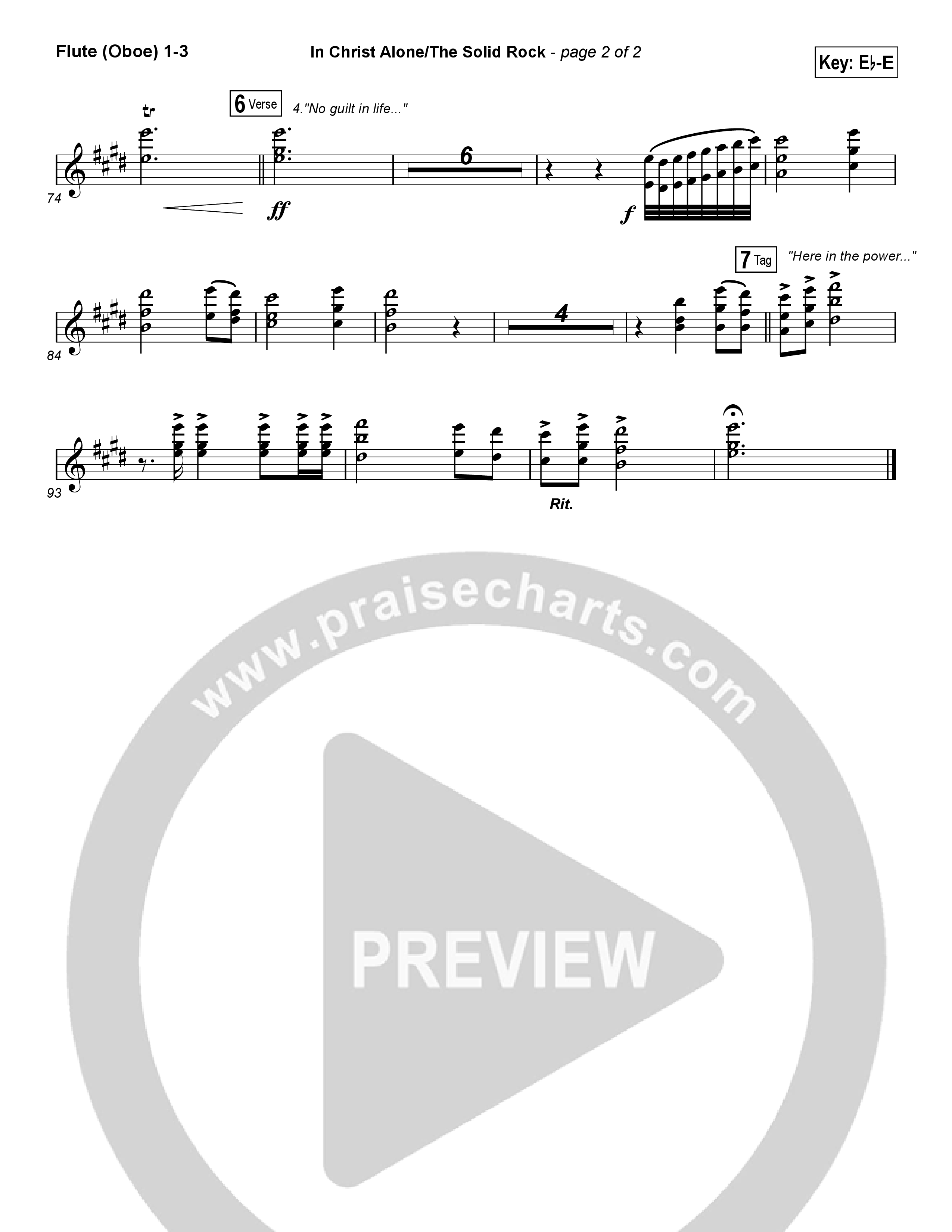 In Christ Alone / Solid Rock (Choral Anthem) Flute/Oboe 1/2/3 (Travis Cottrell / Arr. Erik Foster)