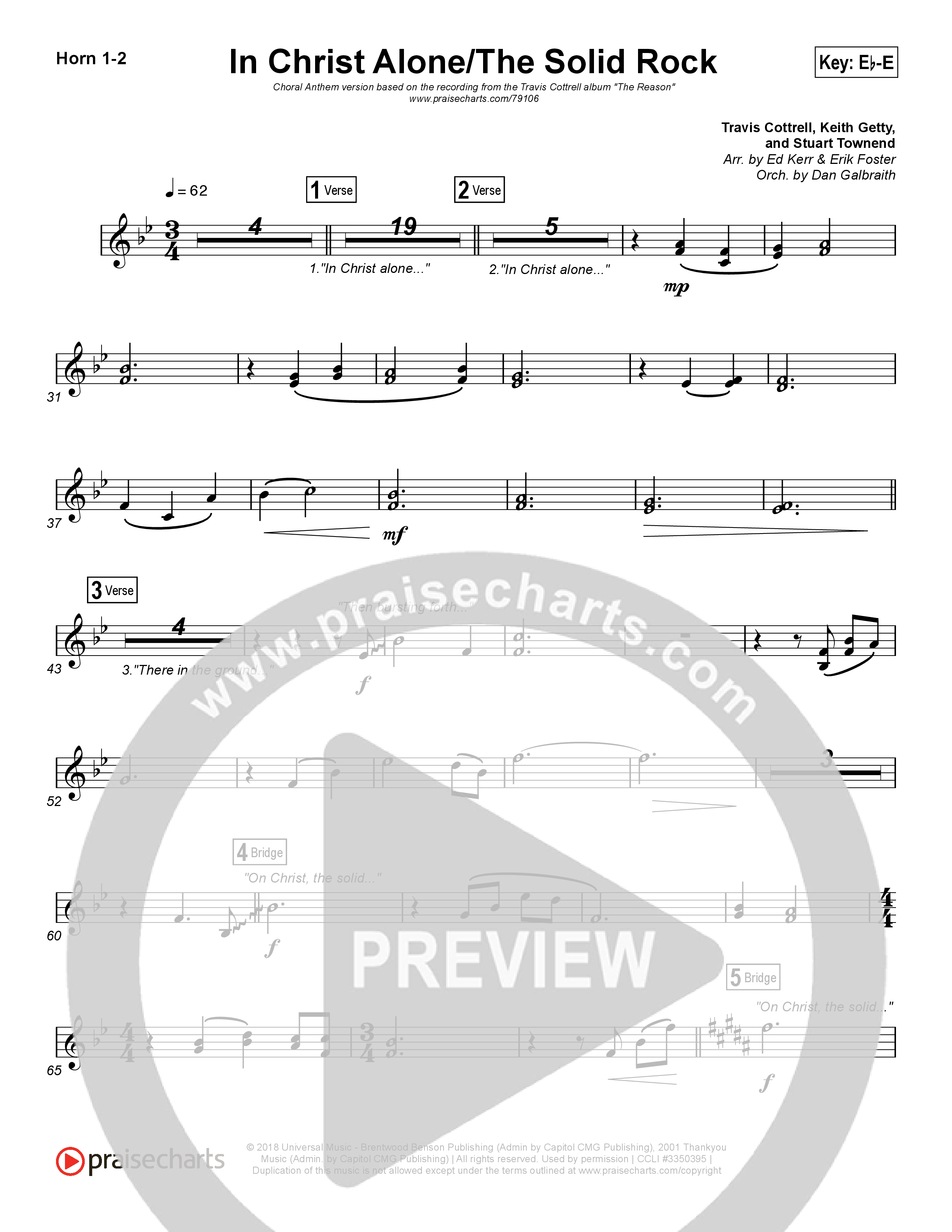 In Christ Alone / Solid Rock (Choral Anthem) French Horn 1,2 (Travis Cottrell / Arr. Erik Foster)