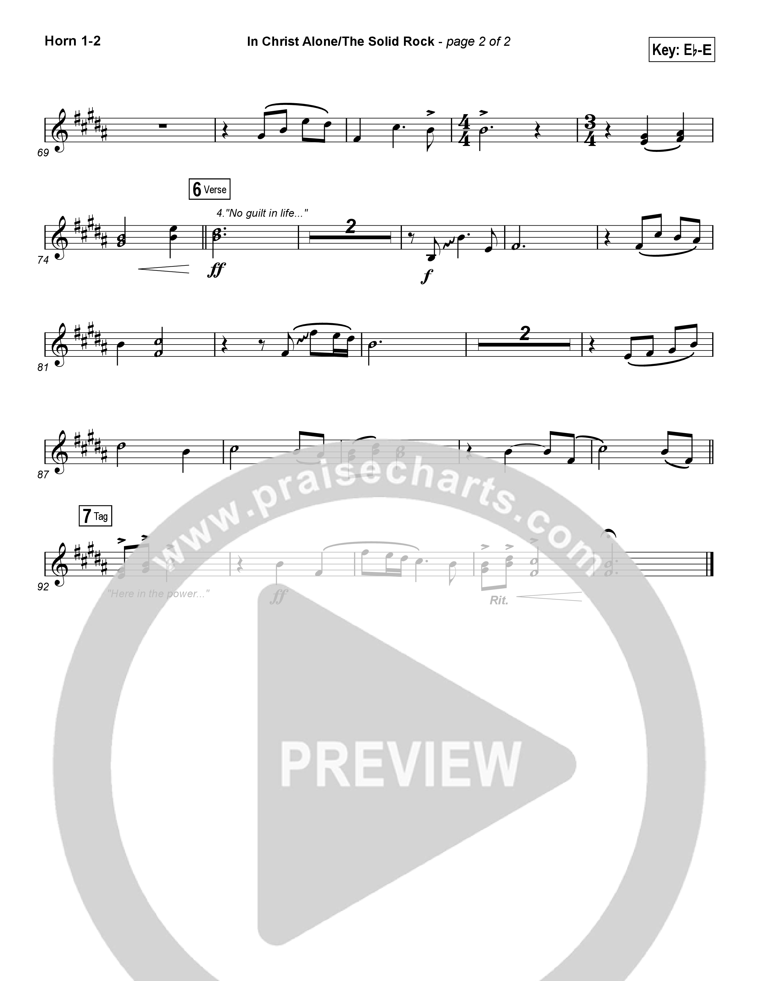 In Christ Alone / Solid Rock (Choral Anthem) French Horn 1,2 (Travis Cottrell / Arr. Erik Foster)