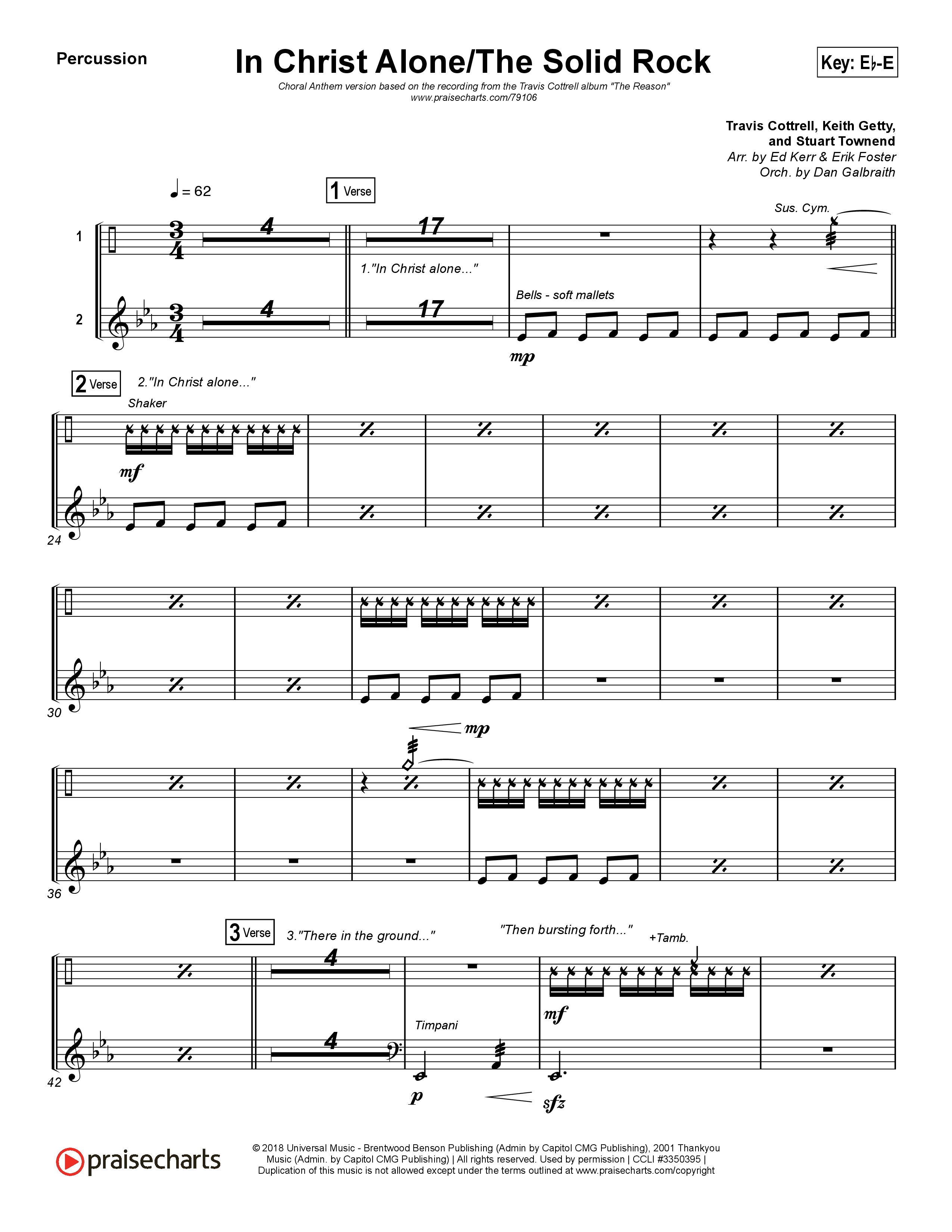 In Christ Alone / Solid Rock (Choral Anthem) Percussion (Travis Cottrell / Arr. Erik Foster)