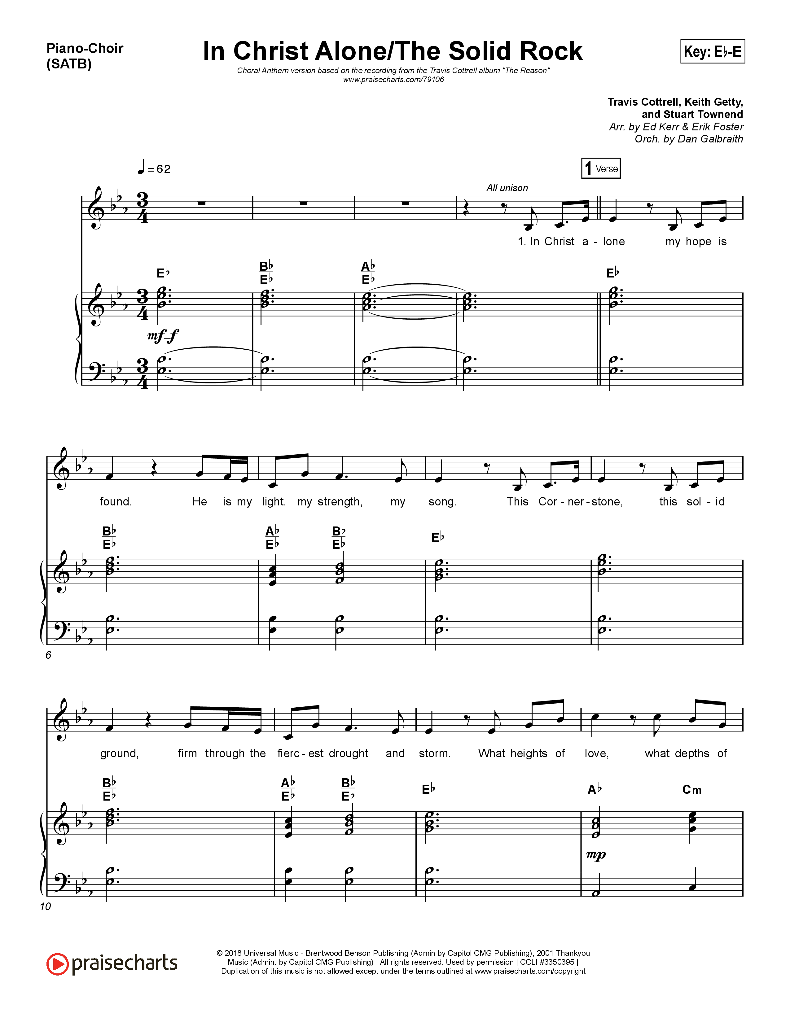 In Christ Alone / Solid Rock (Choral Anthem) Piano/Vocal (SATB) (Travis Cottrell / Arr. Erik Foster)