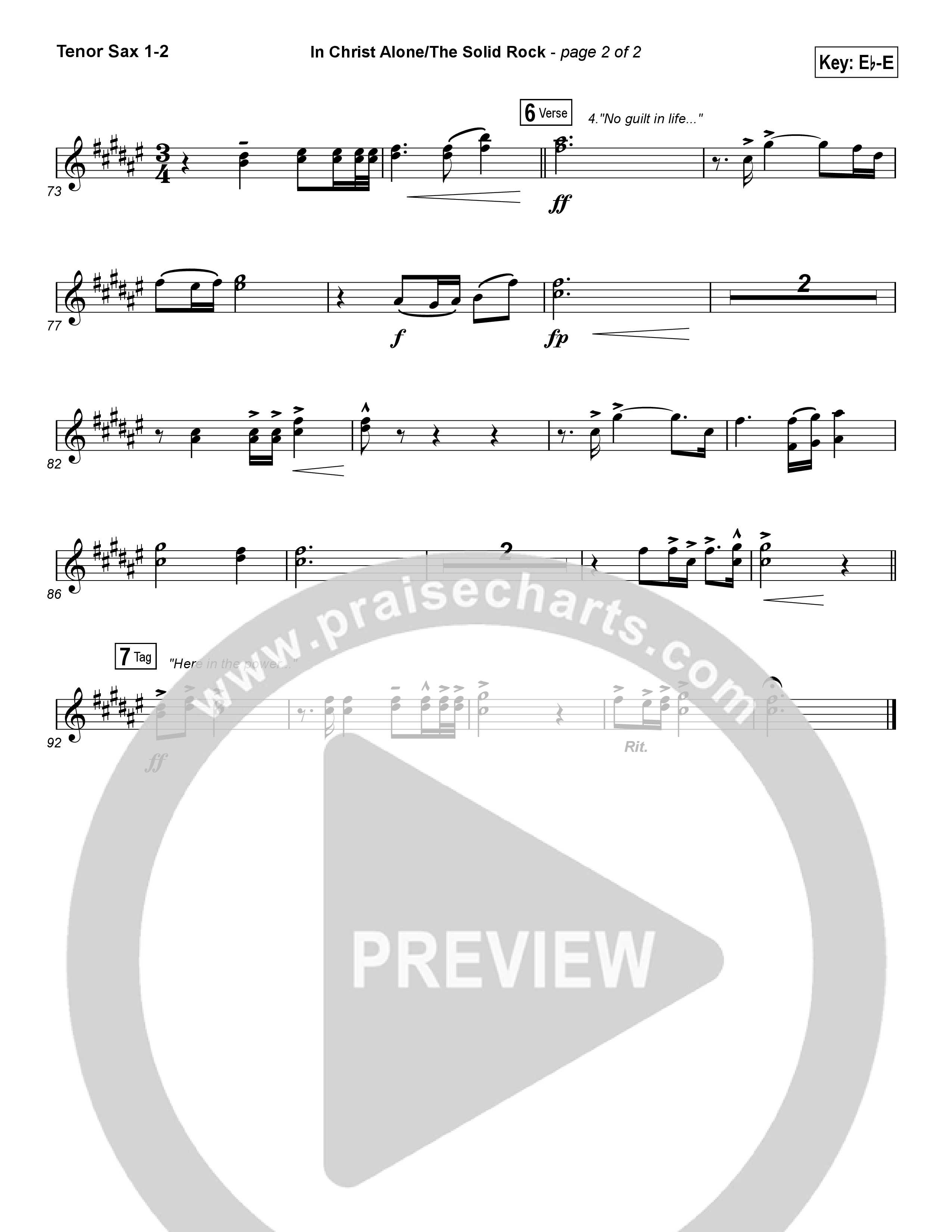 In Christ Alone / Solid Rock (Choral Anthem) Tenor Sax 1,2 (Travis Cottrell / Arr. Erik Foster)