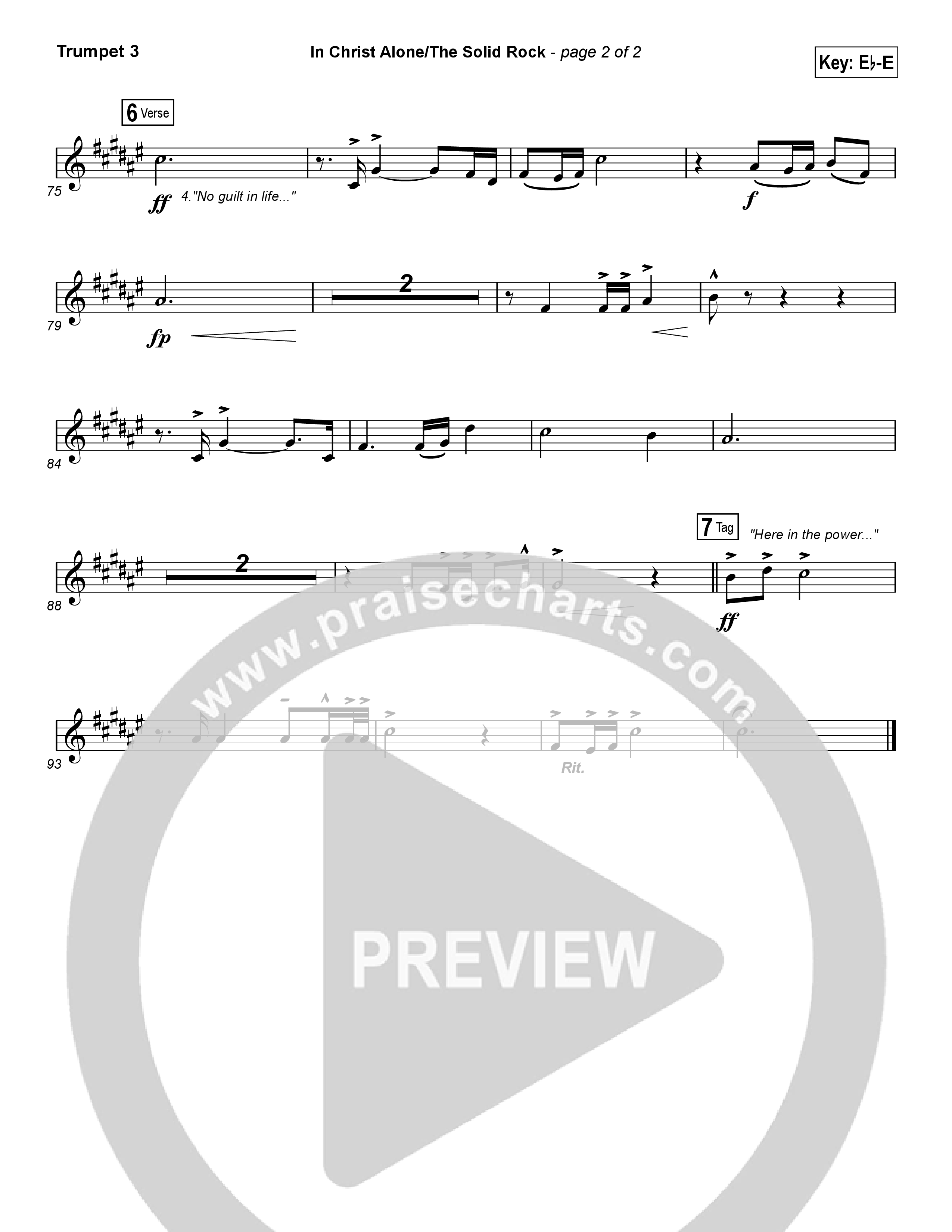 In Christ Alone / Solid Rock (Choral Anthem) Trumpet 3 (Travis Cottrell / Arr. Erik Foster)