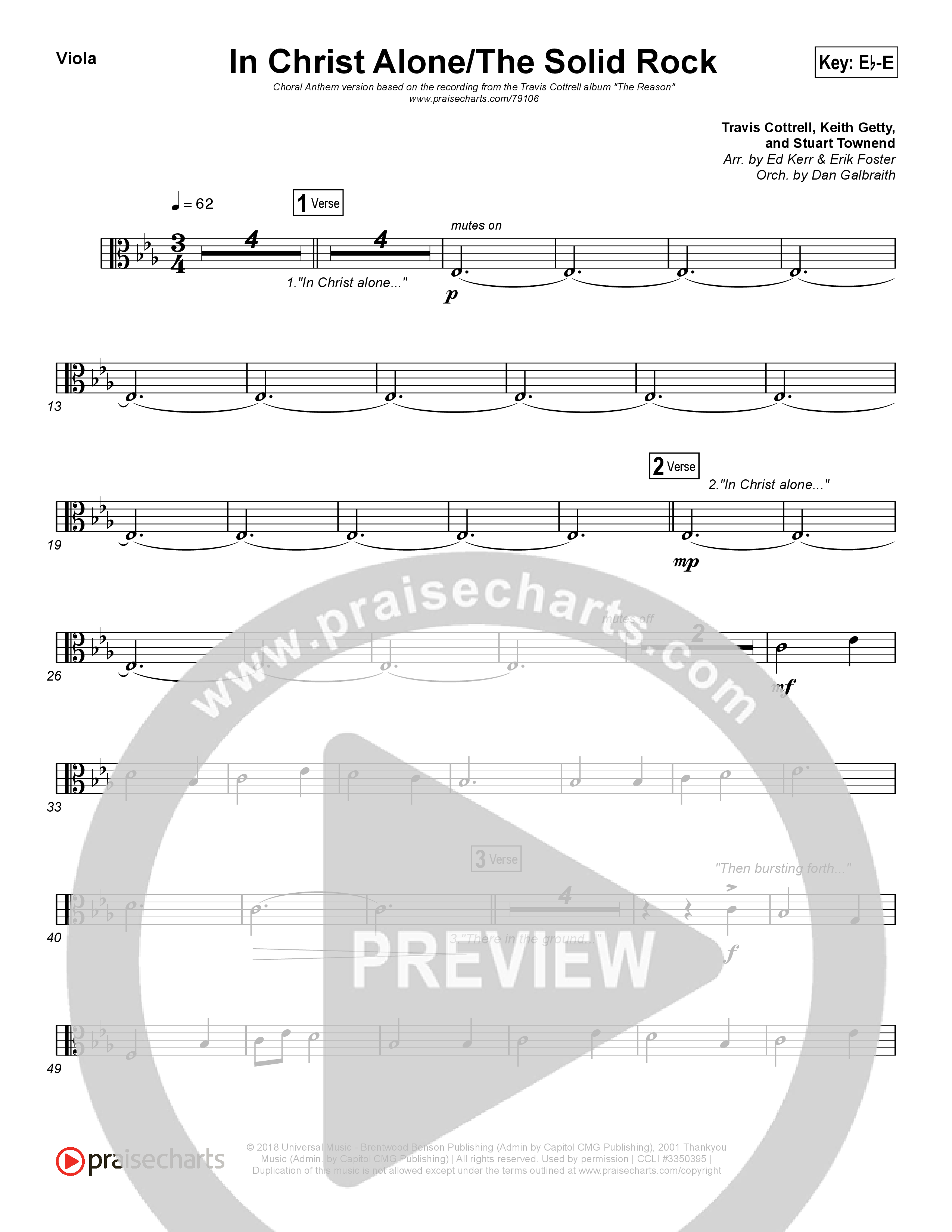 In Christ Alone / Solid Rock (Choral Anthem) Viola (Travis Cottrell / Arr. Erik Foster)