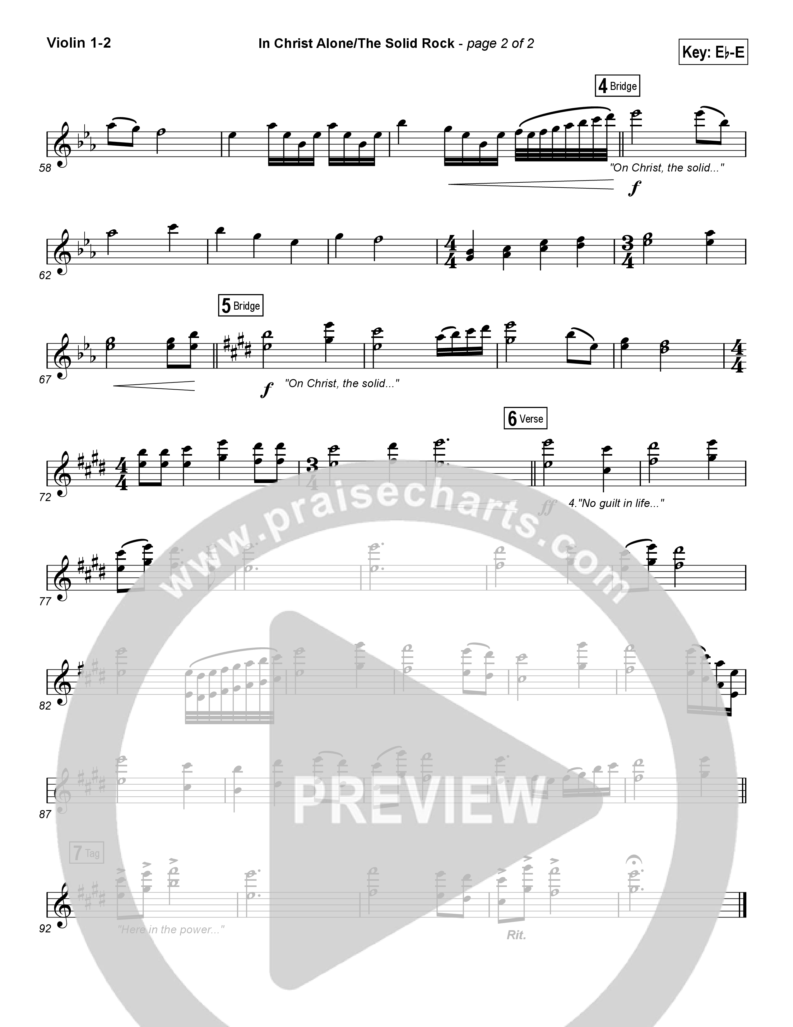 In Christ Alone / Solid Rock (Choral Anthem) Violin (Travis Cottrell / Arr. Erik Foster)