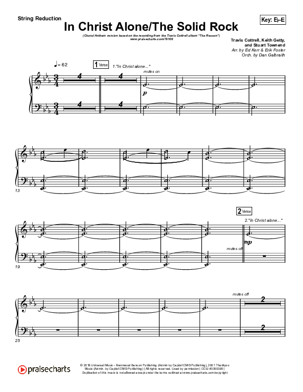 In Christ Alone / Solid Rock (Choral Anthem) String Reduction (Travis Cottrell / Arr. Erik Foster)