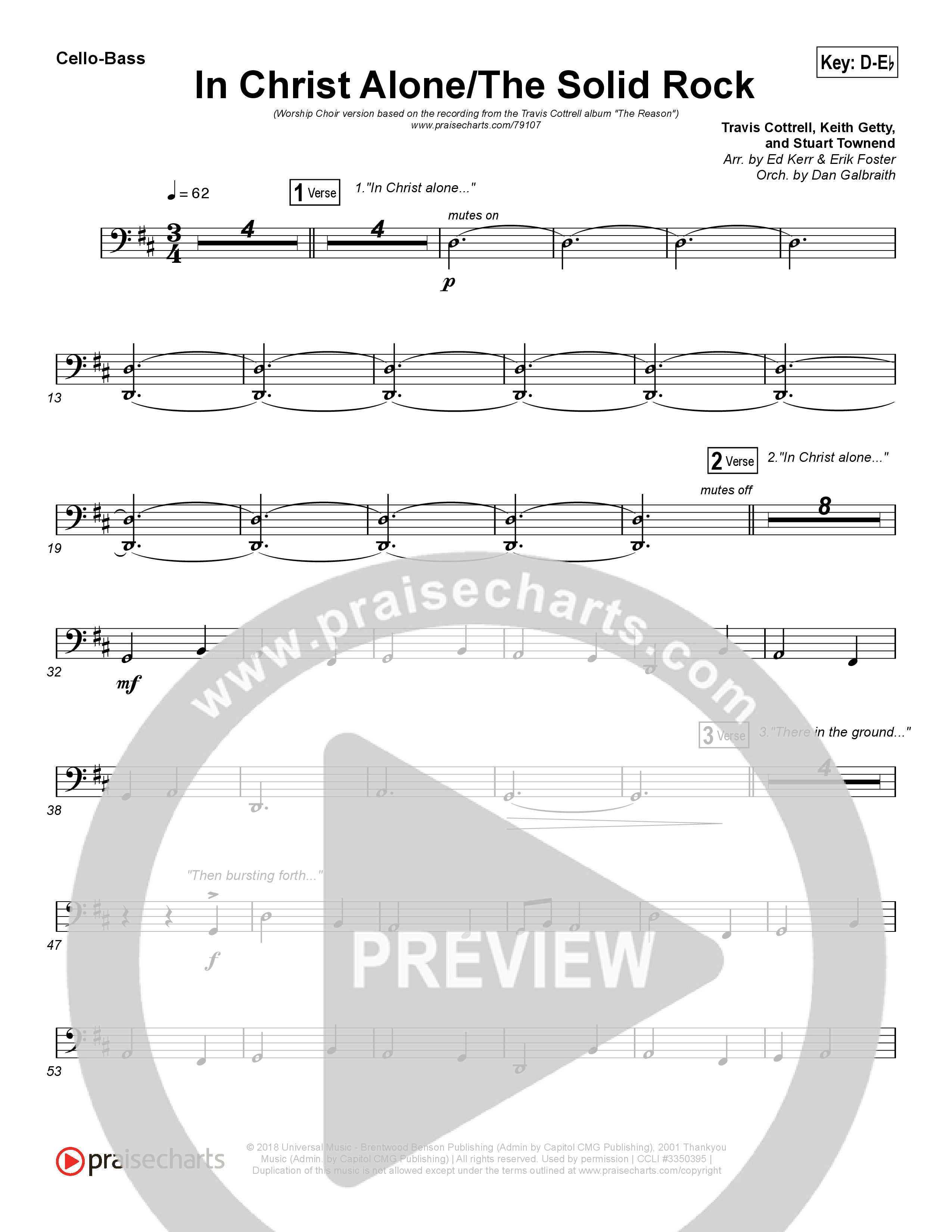 In Christ Alone / Solid Rock (Worship Choir SAB) Cello/Bass (Travis Cottrell / Arr. Erik Foster)