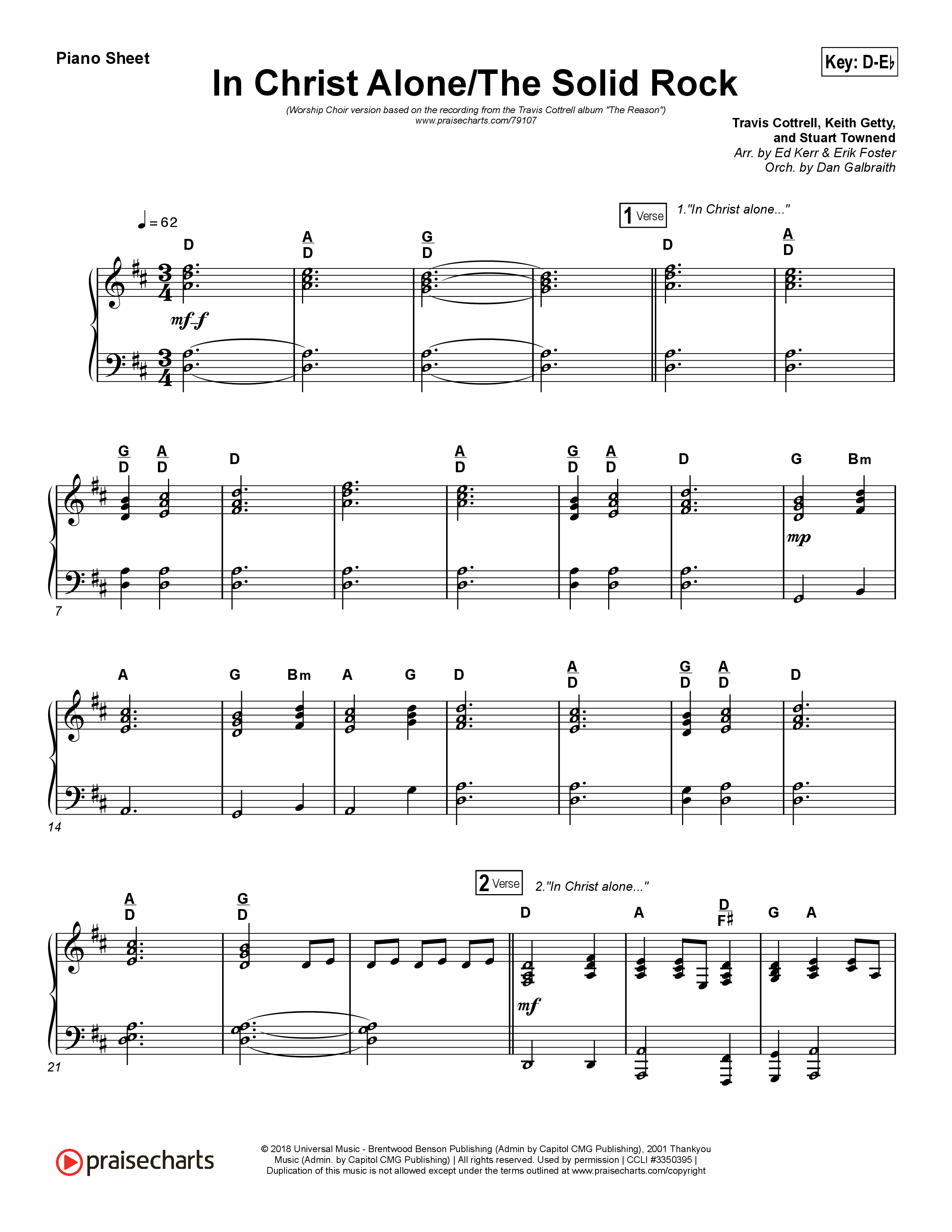 In Christ Alone / Solid Rock (Worship Choir SAB) Piano Sheet (Travis Cottrell / Arr. Erik Foster)