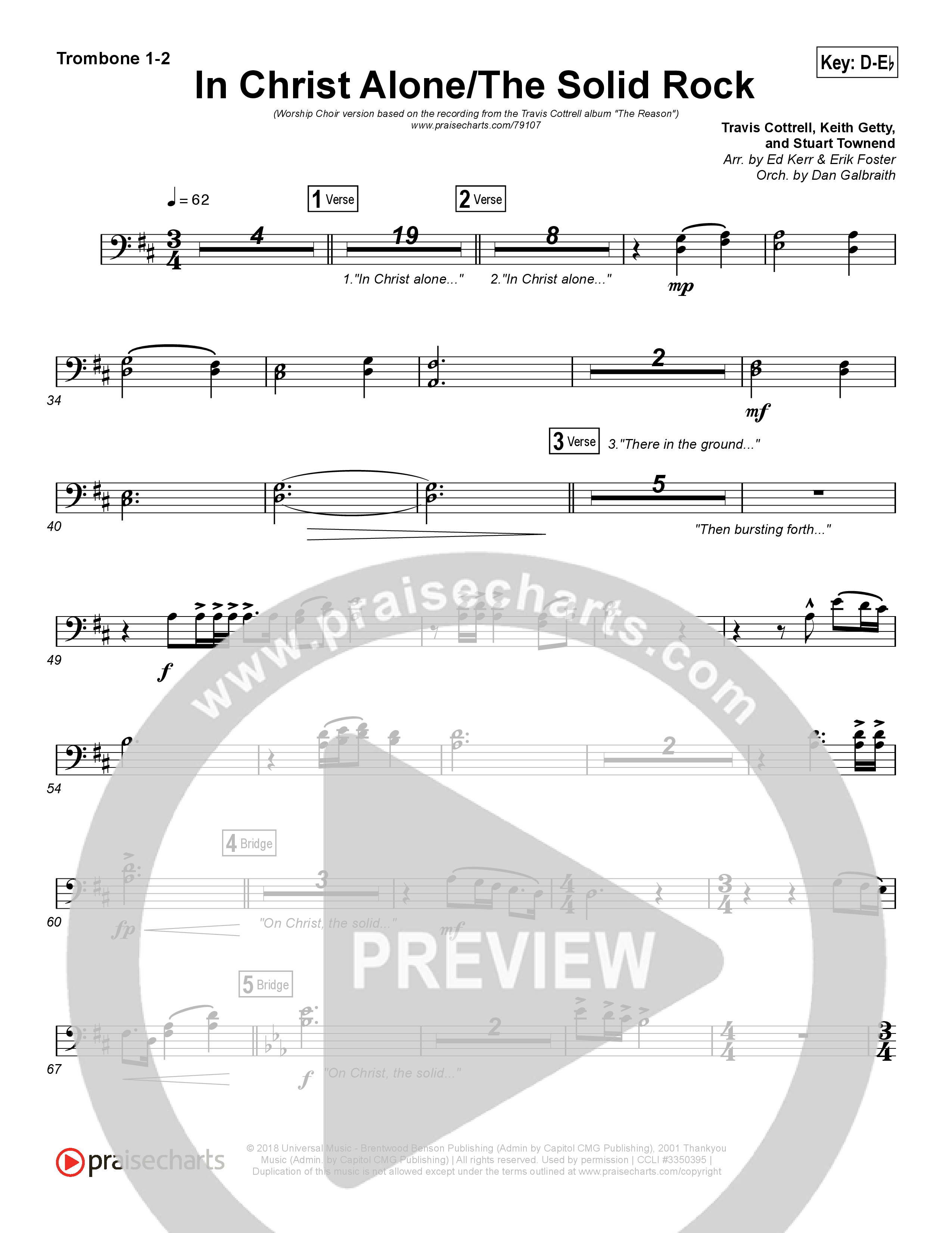 In Christ Alone / Solid Rock (Worship Choir SAB) Trombone 1/2 (Travis Cottrell / Arr. Erik Foster)