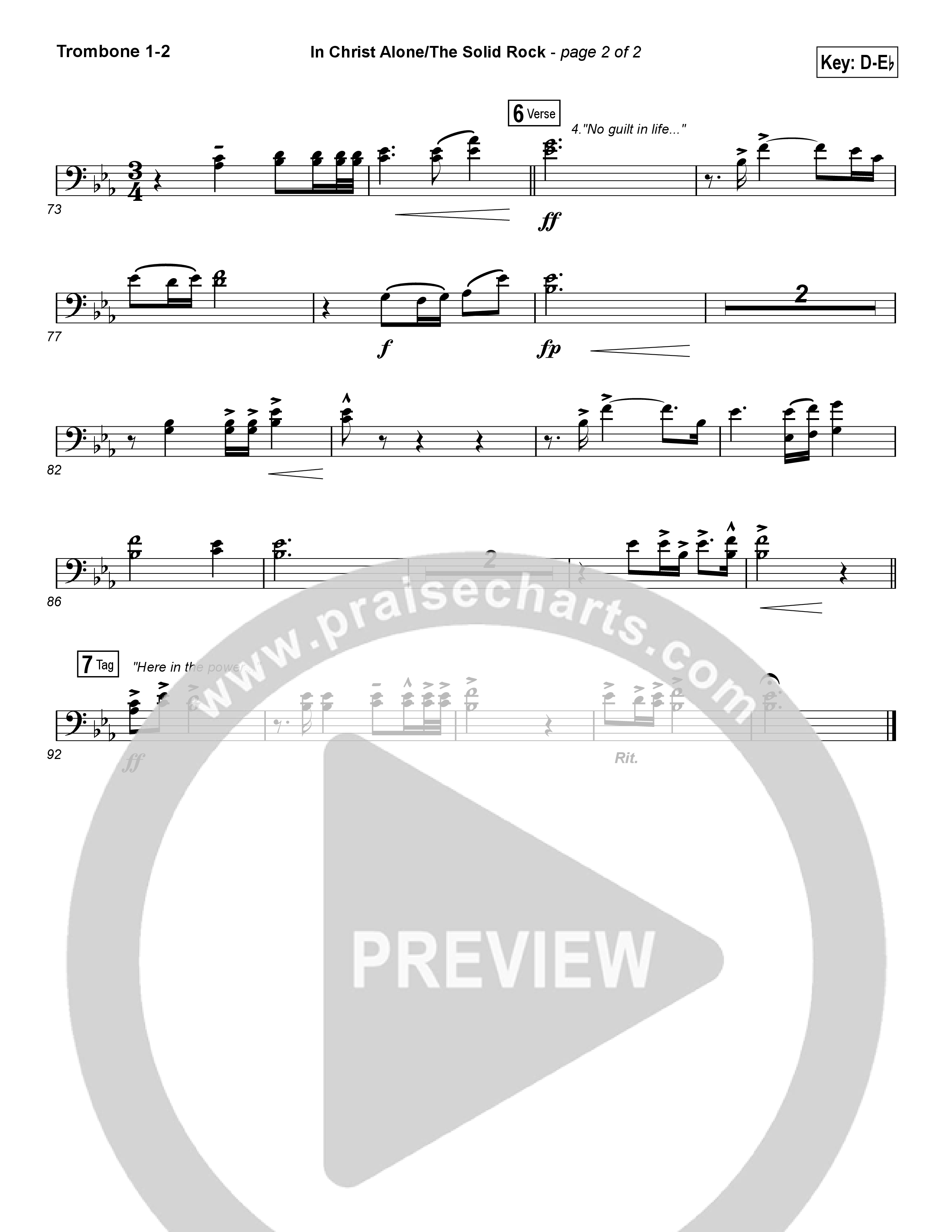 In Christ Alone / Solid Rock (Worship Choir SAB) Trombone 1/2 (Travis Cottrell / Arr. Erik Foster)