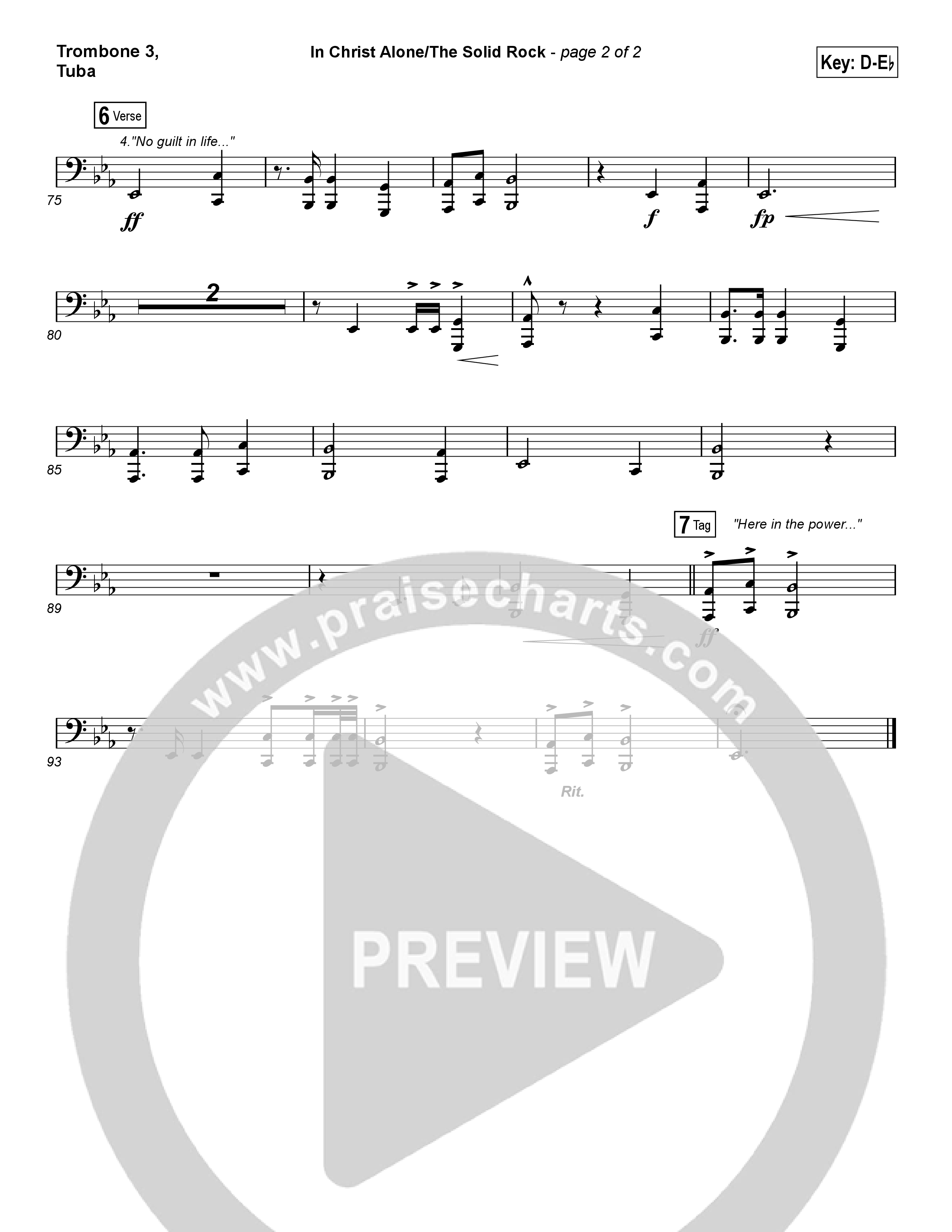 In Christ Alone / Solid Rock (Worship Choir SAB) Trombone 3/Tuba (Travis Cottrell / Arr. Erik Foster)