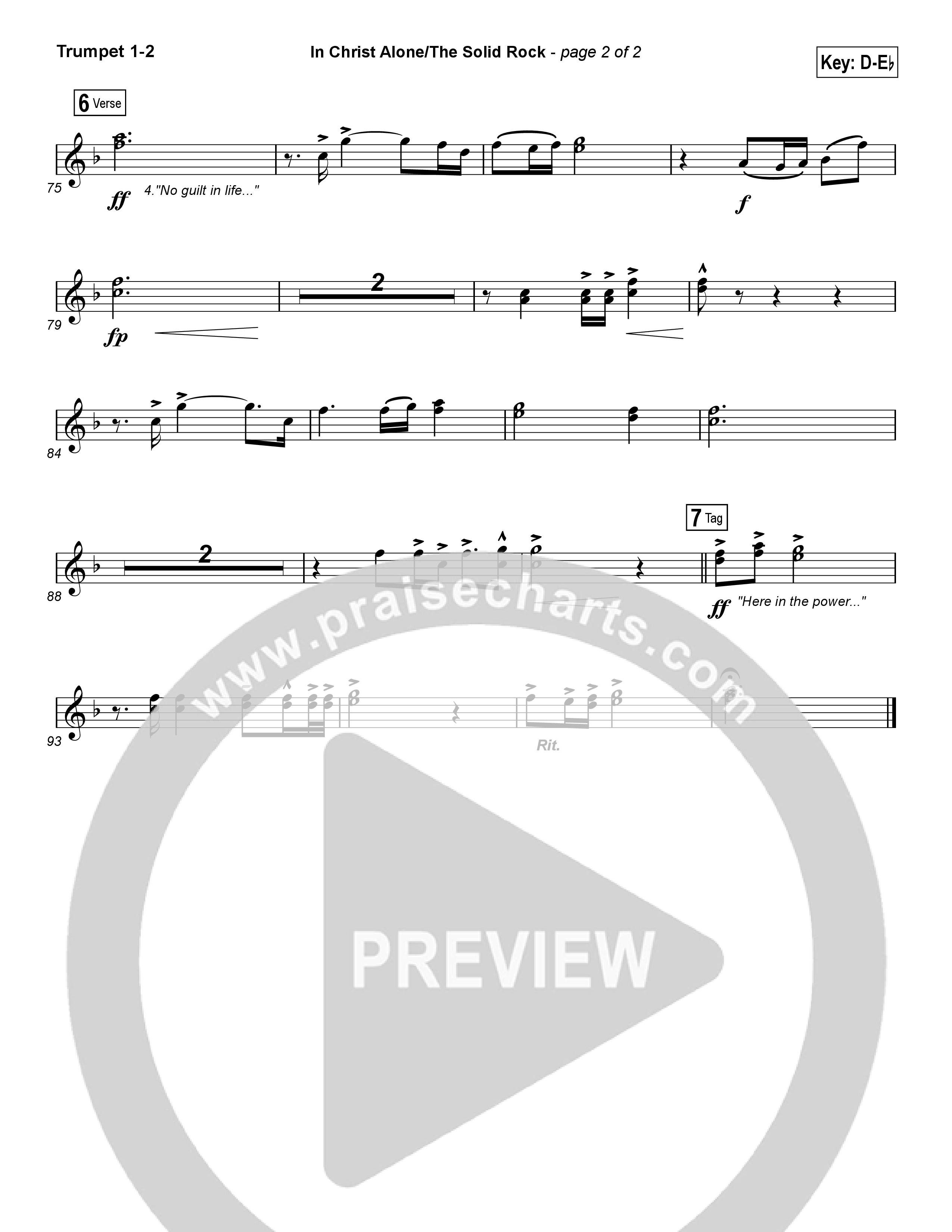 In Christ Alone / Solid Rock (Worship Choir SAB) Trumpet 1,2 (Travis Cottrell / Arr. Erik Foster)