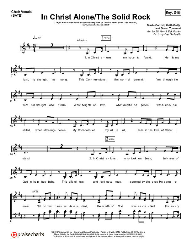 In Christ Alone / Solid Rock (Sing It Now SATB) Choir Sheet (SATB) (Travis Cottrell / Arr. Erik Foster)