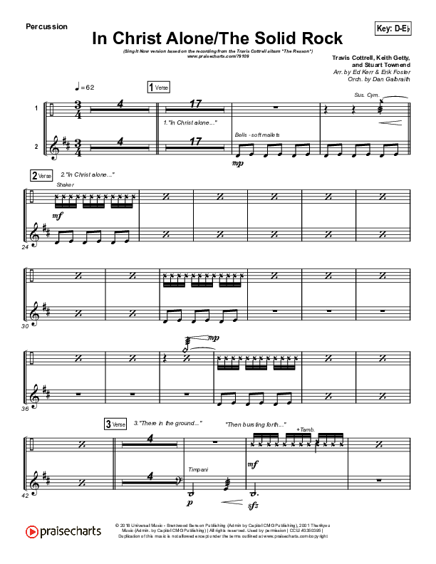 In Christ Alone / Solid Rock (Sing It Now SATB) Percussion (Travis Cottrell / Arr. Erik Foster)