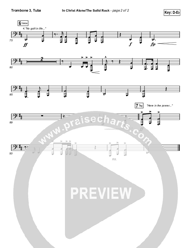 In Christ Alone / Solid Rock (Sing It Now SATB) Trombone 3/Tuba (Travis Cottrell / Arr. Erik Foster)