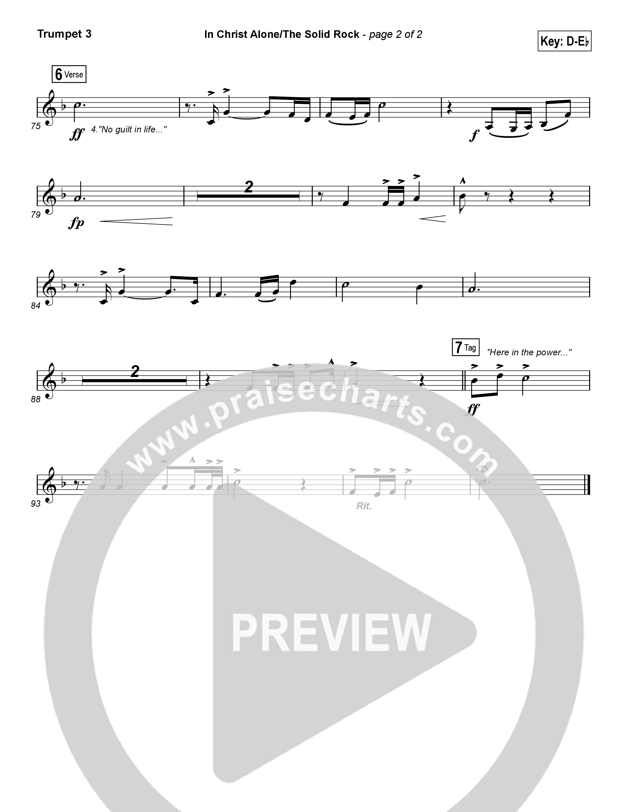 In Christ Alone / Solid Rock (Sing It Now SATB) Trumpet 3 (Travis Cottrell / Arr. Erik Foster)