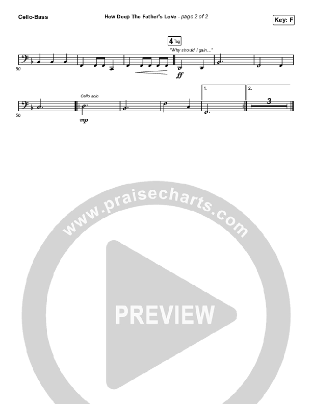 How Deep The Father's Love For Us (Choral Anthem SATB) Cello/Bass (Austin Stone Worship / Arr. Luke Gambill)