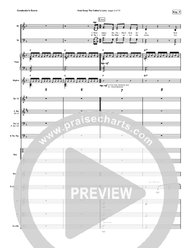 How Deep The Father's Love For Us (Choral Anthem SATB) Conductor's Score (Austin Stone Worship / Arr. Luke Gambill)