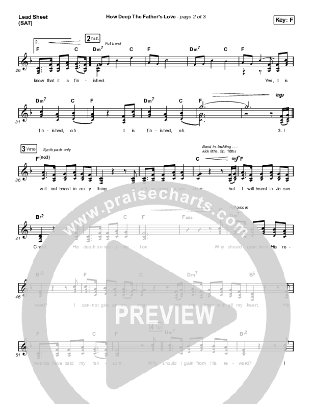 How Deep The Father's Love For Us (Choral Anthem SATB) Lead Sheet (SAT) (Austin Stone Worship / Arr. Luke Gambill)