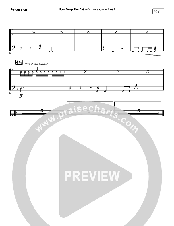 How Deep The Father's Love For Us (Choral Anthem SATB) Percussion (Austin Stone Worship / Arr. Luke Gambill)