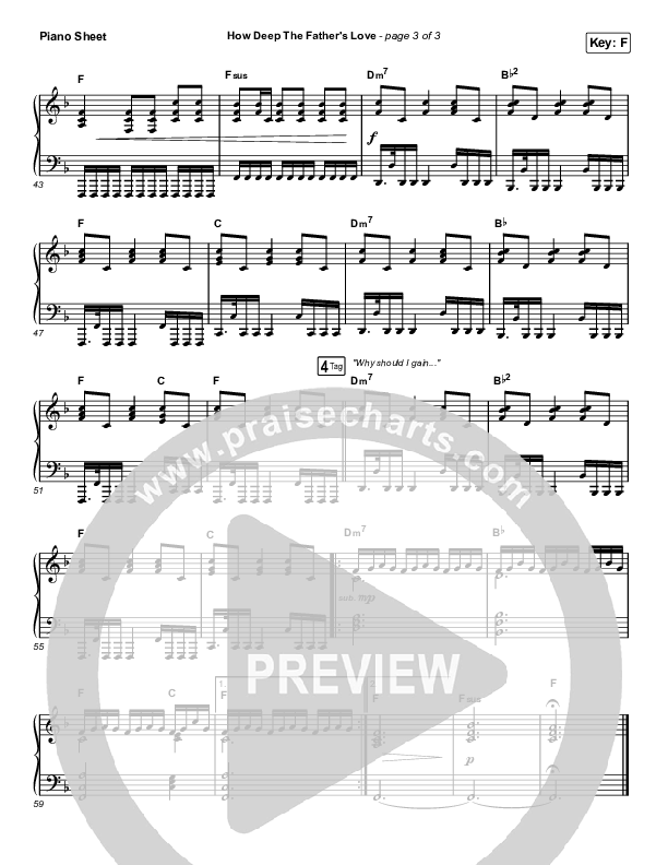 How Deep The Father's Love For Us (Choral Anthem SATB) Piano Sheet (Austin Stone Worship / Arr. Luke Gambill)