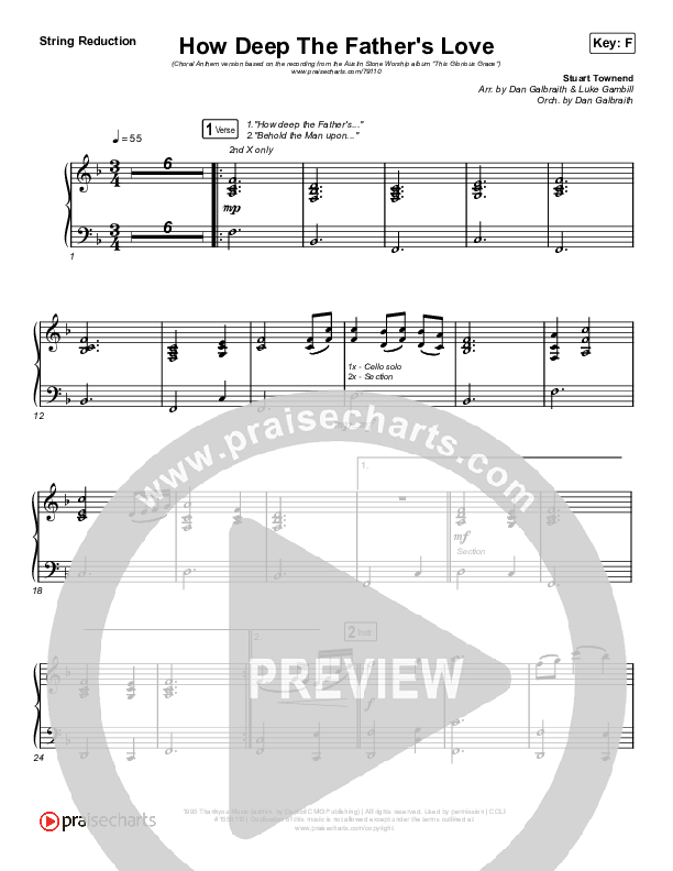 How Deep The Father's Love For Us (Choral Anthem SATB) String Reduction (Austin Stone Worship / Arr. Luke Gambill)
